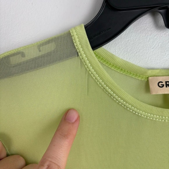 GRLFRND Long Sleeve Mesh Tee in Electric Lime Size XS - Picture 5 of 12